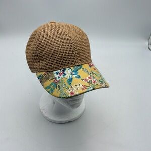 Heavy Floral Straw Summer Vacation Sun Beach Vacation Strap Baseball Cap Hat